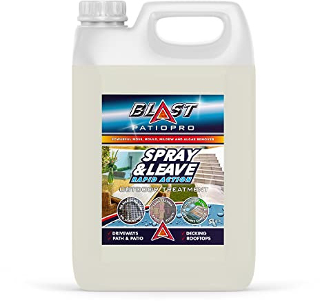 Spray & Leave Wet n Forget Rapid Action Outdoor Treatment | Moss, Mould, Mildew, Lichen, Algae Remover | Decking, Driveways, Rooftops, Path and Patio Cleaner - 5 Litre (Packaging may vary)