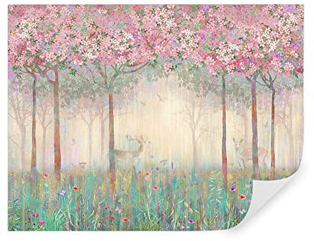 Tapeko Papier Peint Chambre Enfant 260x180 cm 3D Effet Forêt de Conte de Fées Nature Arbres Fleur Lever de Soleil pour Garçon Fille Papier Peint intissé plus u62100#12