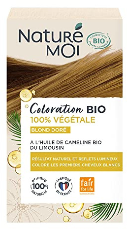 Naturé Moi - pflanzliches Colorarion – Haarfarbe Goldblond – Bio-Haarfarbe – mit Bio-Camelineöl aus Bio-Baumwolle – 100% pflanzlich – 100% natürlicher Herkunft – hergestellt in Frankreich