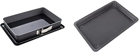 Dr. Oetker Rechteckige Springform mit Servierboden 38 x 25 cm Back-Idee & Backblech mit extra hohem Rand, Backform aus hochwertigem Stahlblech mit Antihaft-Beschichtung (Schwarz) , ca. 42 x 29 x 4 cm