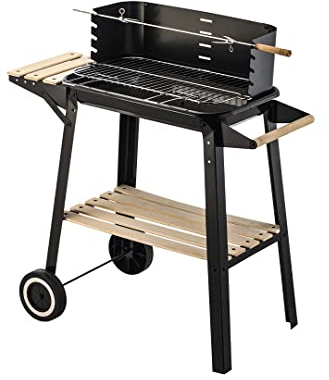 Dc Casa Barbecue a Carbonella Rettangolare con Ruote 83 X45.5 X 87 Cm Bbq Grill Trasportabile,per Vacanze e Campeggio