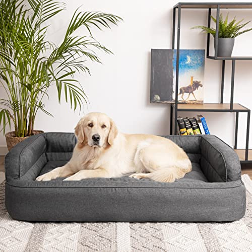 PillowPrim Cuccia per cani, mobili per animali, cuccia per gatti, rivestimento rimovibile, per cani, cuscino per cani, lettino per cani, cuccia per cani, cuccia per cani, grafite, XXL, 117 x 79 cm