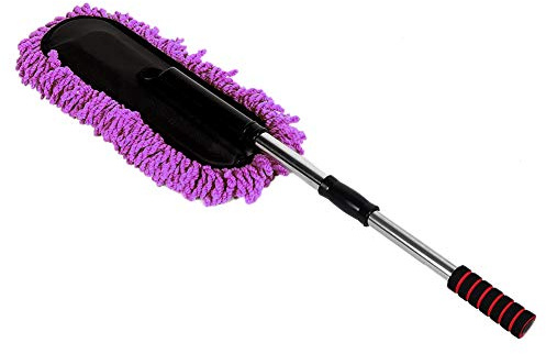 Car Duster, Auto Duster Bürsten Set Super Soft Microfiber Car Dash Duster Detail Bru sh Set Interior Exterior Cleaning Dusting and Washing Toolmit Ausziehbarer Griff(Lila)