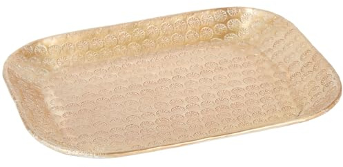 Orientalische Deko Serviertablett Janshir aus Aluminium in Gold 28 cm