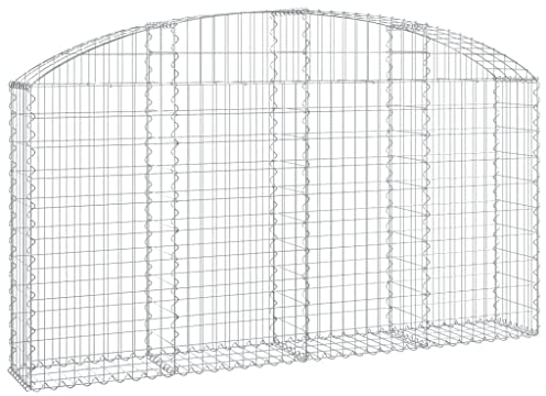 vidaXL Gabione mit Hochbogen, Steinkorb Drahtkorb, Gabionenkorb Verstärkte Gabionenhaken, Gabionenwand Gabionen Zaun, Verzinktes Eisen