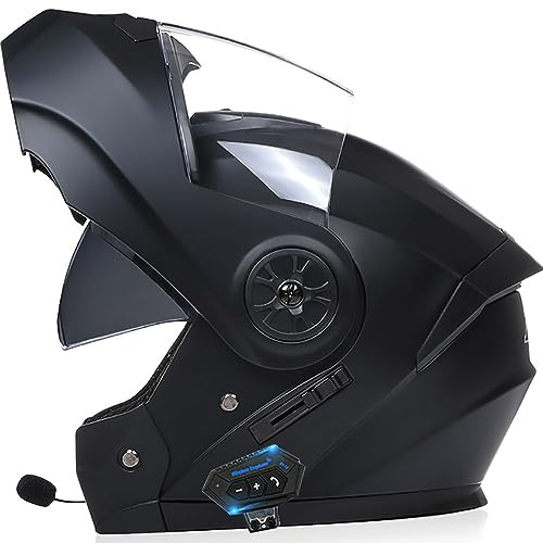 Casco Moto Integrato Bluetooth Modulare Flip Full Face Apribile con Doppia Visiera Caschi Speaker Integrato Microfono per Risposta Automatica Donna o Uomo Certificazione ECE