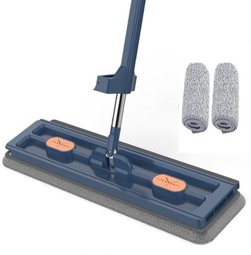 XUHCLY 2023 Nuevo Trapeador Plano Grande Súper Absorbente,Fregona Microfibra Limpieza Suelos,Trapeador Húmedo y Seco Doméstico Trapeador Giratorio 360°con Raspador Deshidratación(Color:A)