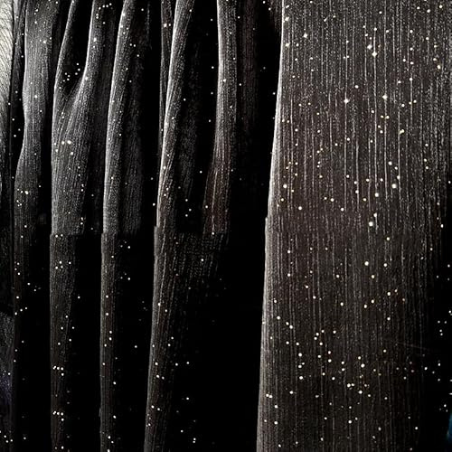 SYSUII 150cm*3m Organza Stoffe zum Nähen Tüllstoff Tüllrolle Glitzer Garn Tüll Deko Stoffe Glitzertüllstoff für Gardine Vorhänge Tischdecken Deko Schals DIY Tutu Rock Handwerk Party Deko -Schwarz