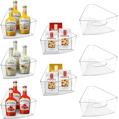 URALFA Lazy Susan organiseringskorgar, hörnskåp organiserare klar skivspelare organisatör, plast hörn kök förvaringsfack för 26 tum – 71 cm diameter hörnskåp Lazy Susan, 1/8 kil-BPA-fri, 8-pack