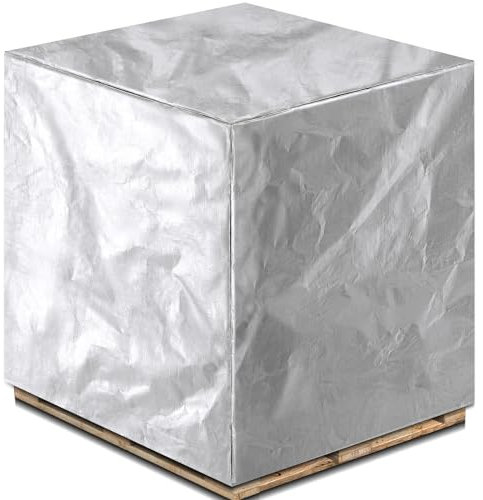 Wowangce 1 Pcs Silver 48 x 60 x 48 Heavy Duty Pallet Covers Outdoor PE Waterproof Pallet Cover Silver Tarp Waterproof for Construction Outdoor Storage