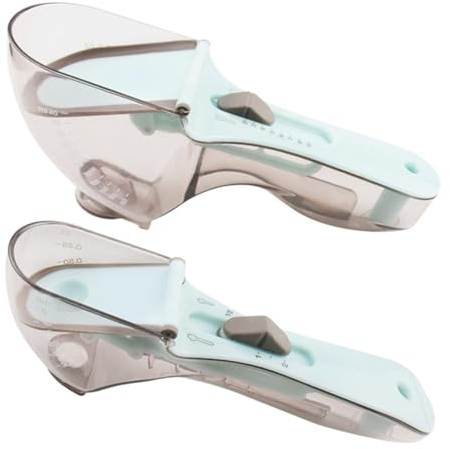 Juego de cucharas medidoras ajustables | Cucharas medidoras expandibles | Cuchara medidora ajustable, cuchara grande deslizante y cucharadita pequeña | Medidas para polvo sólido líquido, juego de 2