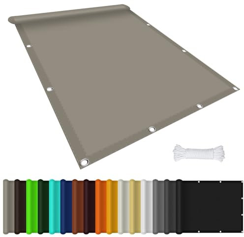 Tenda Parasole Vela Ombreggiante 220 x 660 cm Tenda a Vela Ombreggiante Telo, Rettangolare Impermeabile con Occhielli, Pes Protezione UV 98%, per Giardino Balcone Terrazza, Tortora