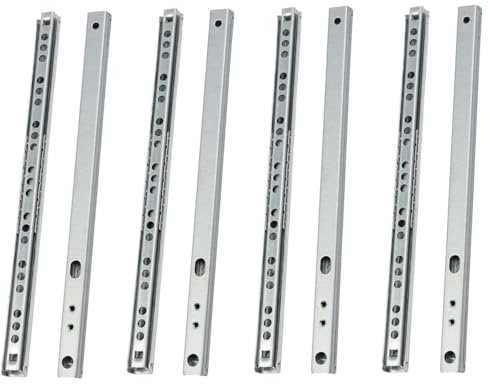 MOCNT 4 Paar (8 Stück) 374mm Schubladenführungen 17mm Nut Schubladenschienen Vollauszug Schubladenauszug Kugellager Stahl Schienen Schubladen Auszugsschienen Kabinett