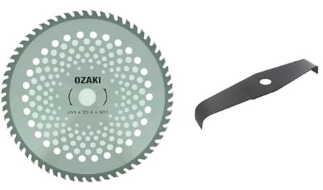 Greenstar Lame débroussailleuse 60 DENTS POINTES CARBURE - Ø 255 mm, Alésage 25,4 mm & Lame de rechange 2 dents 23754 spéciale ronces pour débroussailleuse, Universelle