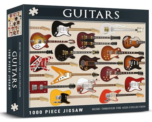 Coach House Partners Iconic Guitars Puzzle “Through The Ages” Retro 1000 Piece Classic Jigsaw Puzzle, Gifts For Men, Challenging Puzzles for Adults