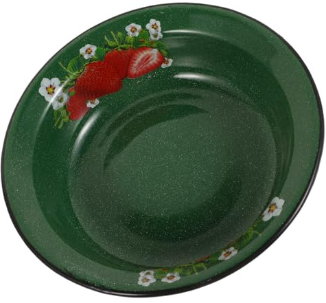 Angoily Mixing Bowl Resistant to Wear and Tear Vintage Green Enamel with Moderate Capacity and Easy Maintenance, for Household Tasks and Everyday Family Use