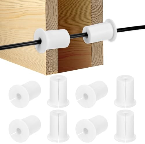 M METERXITY 8-Pack Cable Routing Kit, for 1 Inch Wall Hole Silicone Feed Through Wall Grommet Cable Punch Grommet Wall Hole Cover Bushing for Ethernet Cable [38mm Length, White]