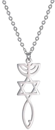 unift Hanukkah Menorah Stella di Davide Collana in Acciaio Inox per le Donne Sigillo Messianico Mezuzah Stella Ebraica Candeliere Ciondolo Collane Fede Gioielli Religiosi Regali (Argento 1)