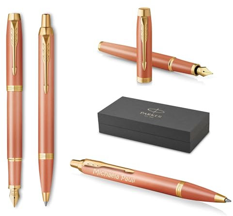 PARKER IM Rituals Orange GT Ballpoint Pen and Fountain Pen with Engraving, Premium Pen, Gift Box, Personalised, Birthday (Orange GT)