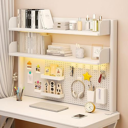 Yahbrra Bücherregal Klein Klemmbare Schreibtisch Aufsatzregal (80x95cm) | Wohnheim Hause 3 Tier Büro Computer Schreibtisch Zubehör Organizer Einstellbare Lagerregal