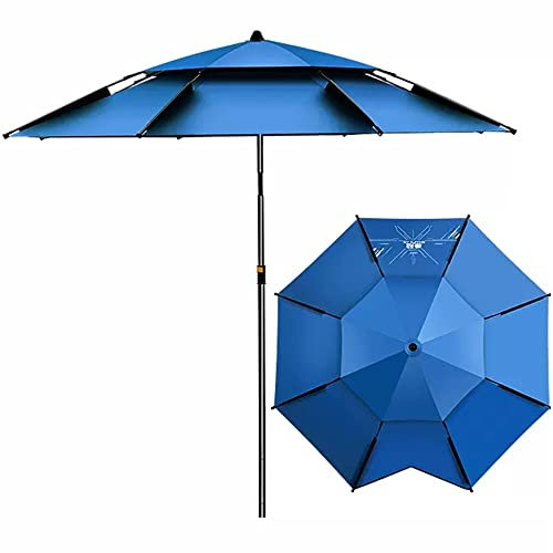 Ombrellone da pesca con inclinazione regolabile, protezione UV 50+, per pesca all'aperto e spiaggia, ombrello antivento da giardino 2 m/2,2 m/2,4 m