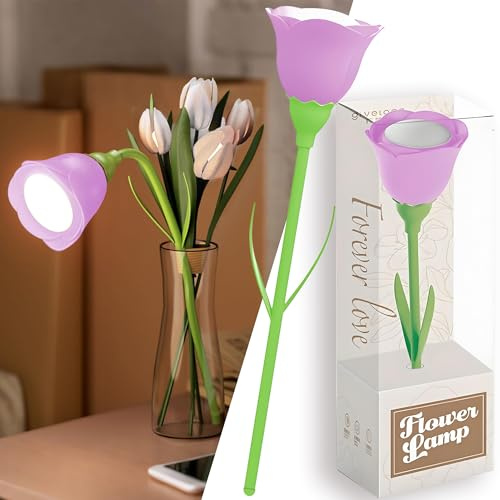 SFBKGTU Flexibel Lila Rose Akku Leselampe Bett, Hals Buchlampe LED Dimmbar | Tragbare LED Leselicht Buch Aufladbar 3 Farbtemperatur & Stufenloses Dimmen, für Hals Lesen Stricken Häkeln Nähen Reparieren