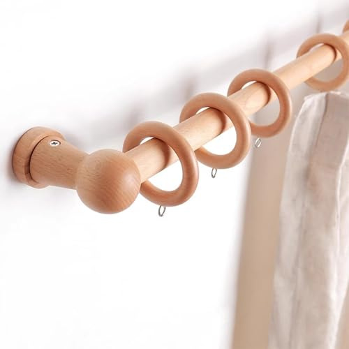 Durable Wooden Curtain Rod with Hanging Rings 1.4m Room Divider Track for Privacy Screens Ideal for Bedrooms Pavilions and Offices