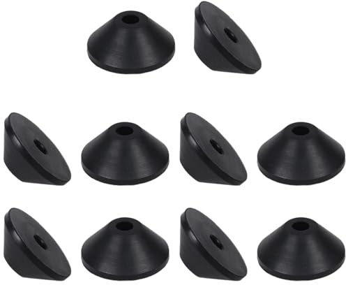10Pcs Non Slip Toilet Seat Hinge Fittings, 8mm Rubber Washer Pads Conical Base Plate Washers Toilet Hinge Fixing Replacement Black Rubber Fixture for Loose Toilet Seat Repair (25x10mm M8)