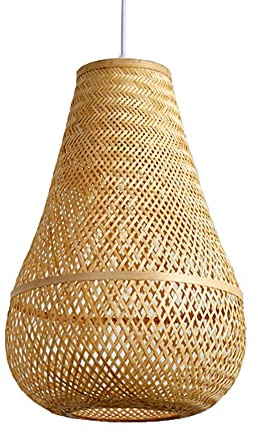 WGFJKI Lampadario Minimalista in bambù, Lampada a Sospensione a Cesto, lampadario, Base E27, Elegante Lampada a Sospensione, Intreccio in Rattan a Cupola, apparecchio di Illuminazione a soffitto per