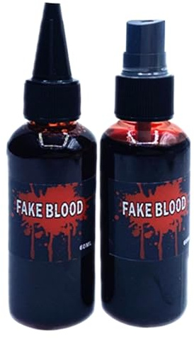 Sangre falsa para Halloween – 2 unidades de 60 ml de sangre teatral realista para cosplay | Accesorios de Halloween Cosplay para mascarada teatro actuación cortometraje Escape Room fiesta temática de