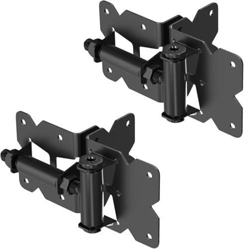 Self Closing Gate Hardware Hinges Heavy Duty for Wooden/Vinyl/PVC Fences,90 Degree Adjustable, with Installation Screws and Swing Adjuster Tool,2 Pack/Set,Black