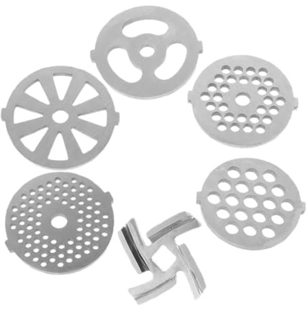Uonlytech 6pezzi Piastre per Tritacarne in Acciaio Inox Dischi da Taglio da Parti di Ricambio per Macchine per Salsicce Accessori da Cucina per Macinare Carne e Alimenti