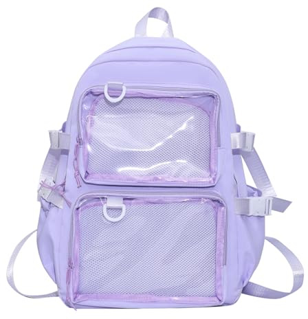Javoryxh À En Nylon De Capacité Pour Étudiant Japonais D'école Itabag Avec Affichage Broches 'anime Avec Poche Transparente Pour 'école Unisexe Capacité
