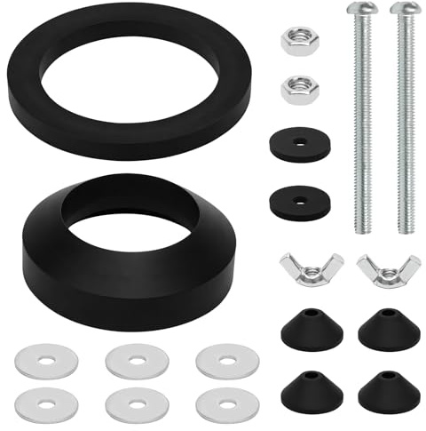 Kit de Fixation Réservoir Toilette, Vis de Réservoir de Toilettes M6 de Remplacement avec Joints en Caoutchouc, Joint Cuvette Reservoir pour Réparation de Fuites