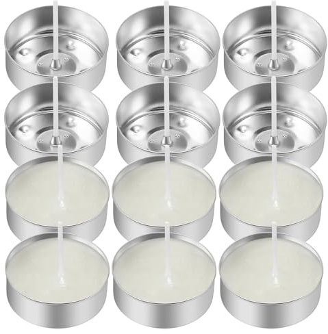 NIYANGLE Latas para Velas de Té Vacías 3.5 Cm Aluminio Mechas de Algodón Puro para Velas Caseras Uso Doméstico y Comercial Juego de 150 Unidades