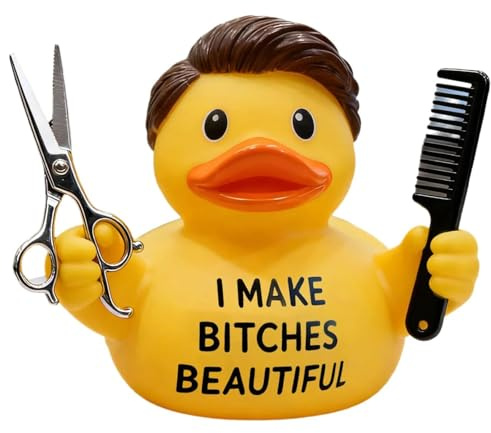 Generisch Friseur-Entenfigur „Ich Mache Frauen schön“ – Friseur-Ente, lustige Deko-Ente für Friseure, originelles Geschenk für Friseure und Beauty-Fans. (#E)