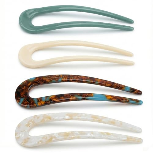 French Hair Pins, 4 PcsHair Pins for Women, U Shaped French PinsFrench Twist Hair Pins hHair Clips for Thick Hairs Buns Hairpins for Women Girls Hairs Accessories Styling(4 Colors)