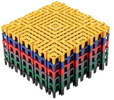Piastrelle for pavimenti ad incastro spesse 4 cm, griglia di drenaggio senza scavo for autolavaggio, garage, patio, giardino, bagno - Fai da te facile(Blue,8pcs-40x40x4cm)
