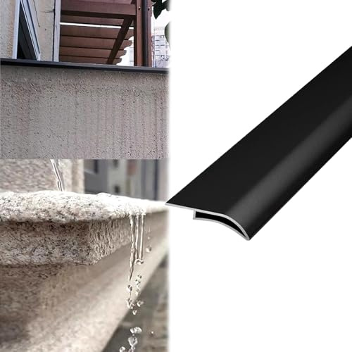 Vibeo Soglia di Dislivello Pavimento Davanzale con Bordo a Becco D'aquila, Linea di Gocciolamento Impermeabile per Pareti Esterne, Profilo di Gocciolamento per Bordo del Tetto(Black,40mm (1.6in))