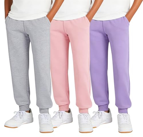 3-pack säckiga träningsbyxor barn, joggingbyxor för flickor, sportbyxor pojkar, träningsbyxor enfärgade, joggingbyxor, bekväma löparbyxor, sport, sweatbyxor, dragsko, joggingbyxor med fickor