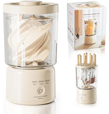 Portable Mini Washing Machine, Underwear Washing Machine Small Clothes Washer Makeup Brush Cleaner Machine Underwear Washer for Home, Hotel, RV, Travel & Camping(Khaki)