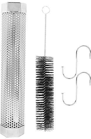 Crochet de brosse de tuyau fumé de barbecue hexagonal en acier inoxydable 12 pouces Tube fumé ajouter de la saveur fumer à chaud et à froid en plein air cadeau portable pour les