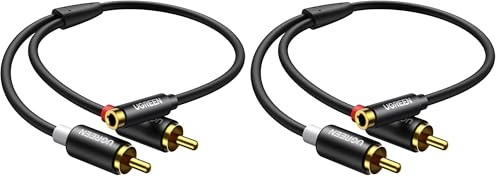 UGREEN Câble RCA Jack 3.5mm Femelle vers 2 RCA Mâle Adaptateur Stéréo Compatible avec Téléphone TV PC Tablette Ampli Chaîne HiFi Barre de Son Home Cinéma Enceinte 25CM (Lot de 2)