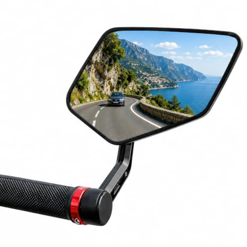 BYKING Bar End Large Bike Mirror, 360 Adjustable Rear View Mirror for handlebars, Wide View Safety Mirrors Compatible With All Kinds of Bicycles, Scooter and ebike (Right)
