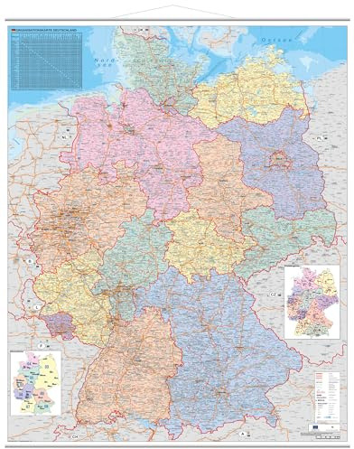 Deutschland Organisationskarte mit Metallleisten / NEUE AUFLAGE