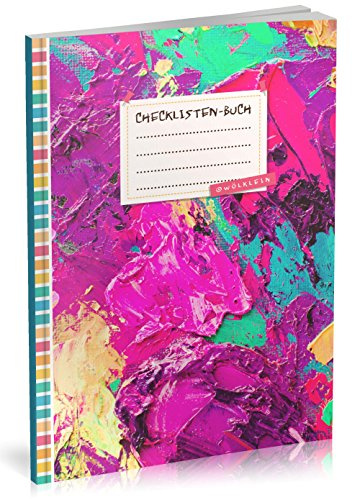 Checklisten-Buch: To Do Listen Planer | Ca. A5 Softcover | 70+ Seiten mit Titel, Datum & Register | Perfekt für Aufgaben zum Abhaken, Bucket Listen, Reiseplaner uvm. | Motiv „Farbkleckse“