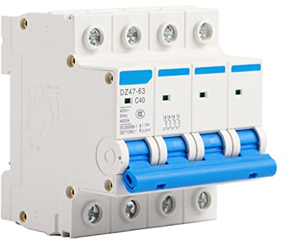 Akozon Disjoncteur différentiel de courant Disjoncteur miniature DZ47-63 4P 40A 400V 50Hz Disjoncteur de fuite à la terre