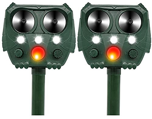 ERNZI Kattavvisande, Ultraljudsdjuravskräckare, Infraröd sensor, USB-driven Pet Dog Fox Avskräckande,Kattavskräckande medel för trädgård,Kaninråtta Skrämma för Yard Field Farm,Green,2pcs