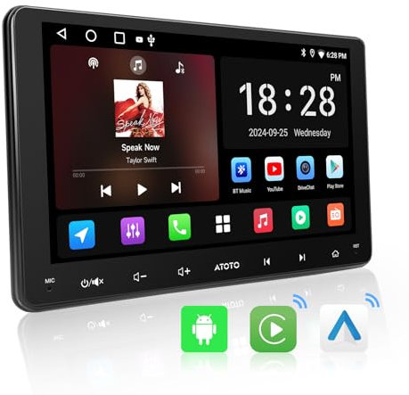 ATOTOZONE 9 Zoll Auto Radio Touch Display 2 Din Autoradio Android, Wireless CarPlay&Android Auto, GPS Navi, Wi-Fi/USB/Bluetooth, Kompatibel mit DAB/DAB+ Radio, Mirror Link, FM/AM/RDS, A5LG209T