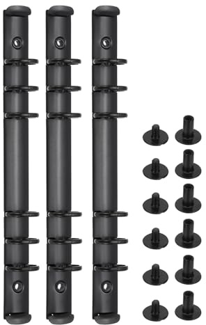 PATIKIL A5 6-Hole Ring Binder Mechanisms, 3 Set Binder Spines Replacement, Black